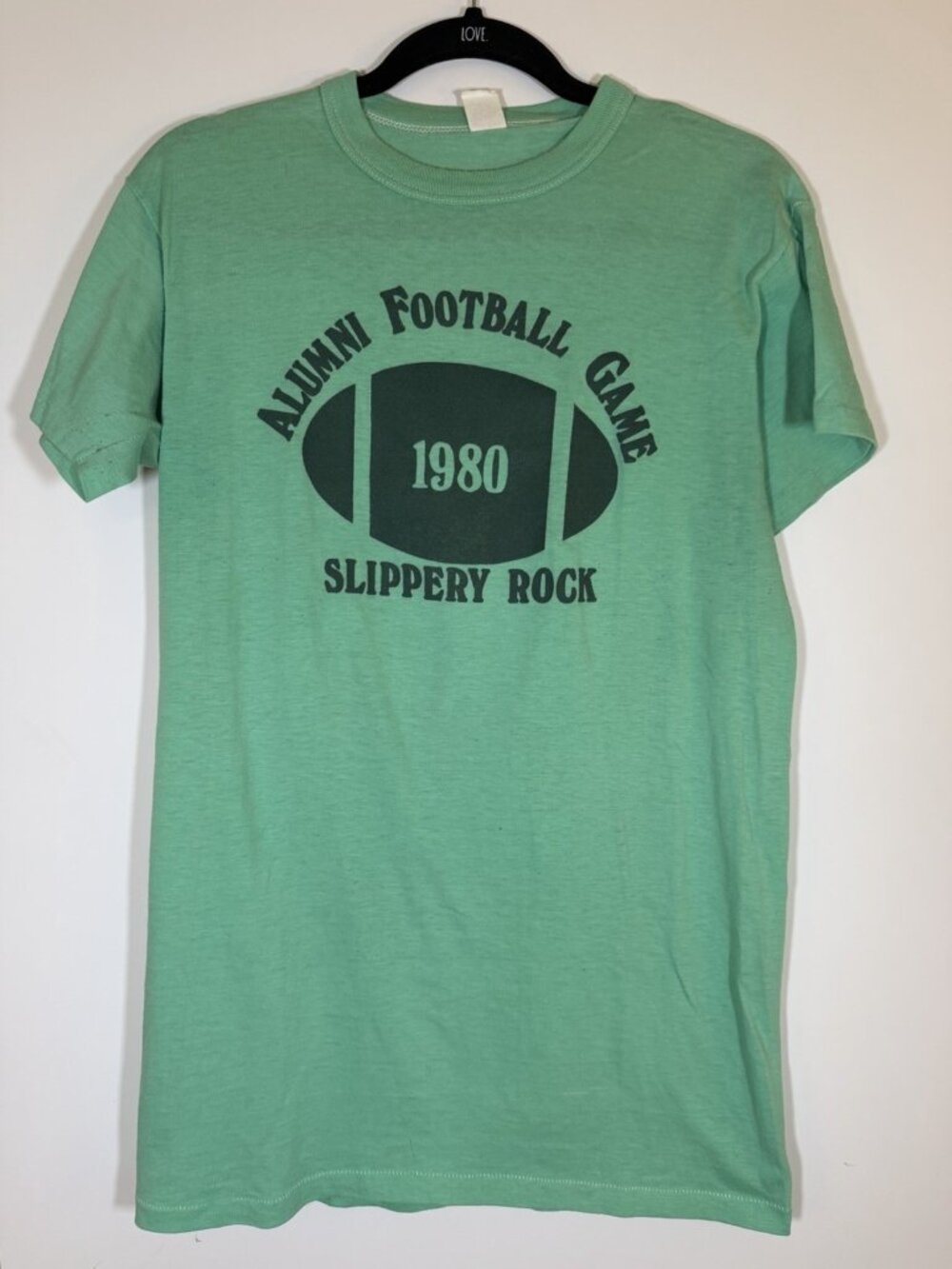 Vintage 80s Sportswear Slippery Rock 1980 football single stitch green tshirt XL